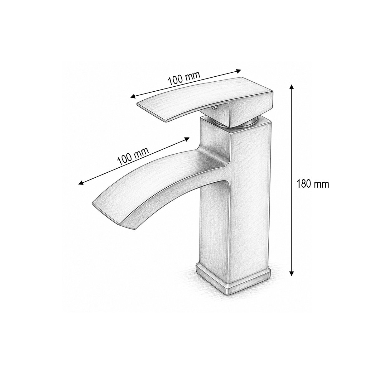 Baterie lavoar tip cascada negru mat, monocomanda, furtunuri incluse Breckner Germany - imagine 4