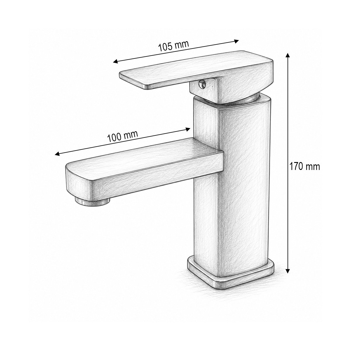 Baterie lavoar patrata negru mat, monocomanda, furtunuri incluse Breckner Germany - imagine 4