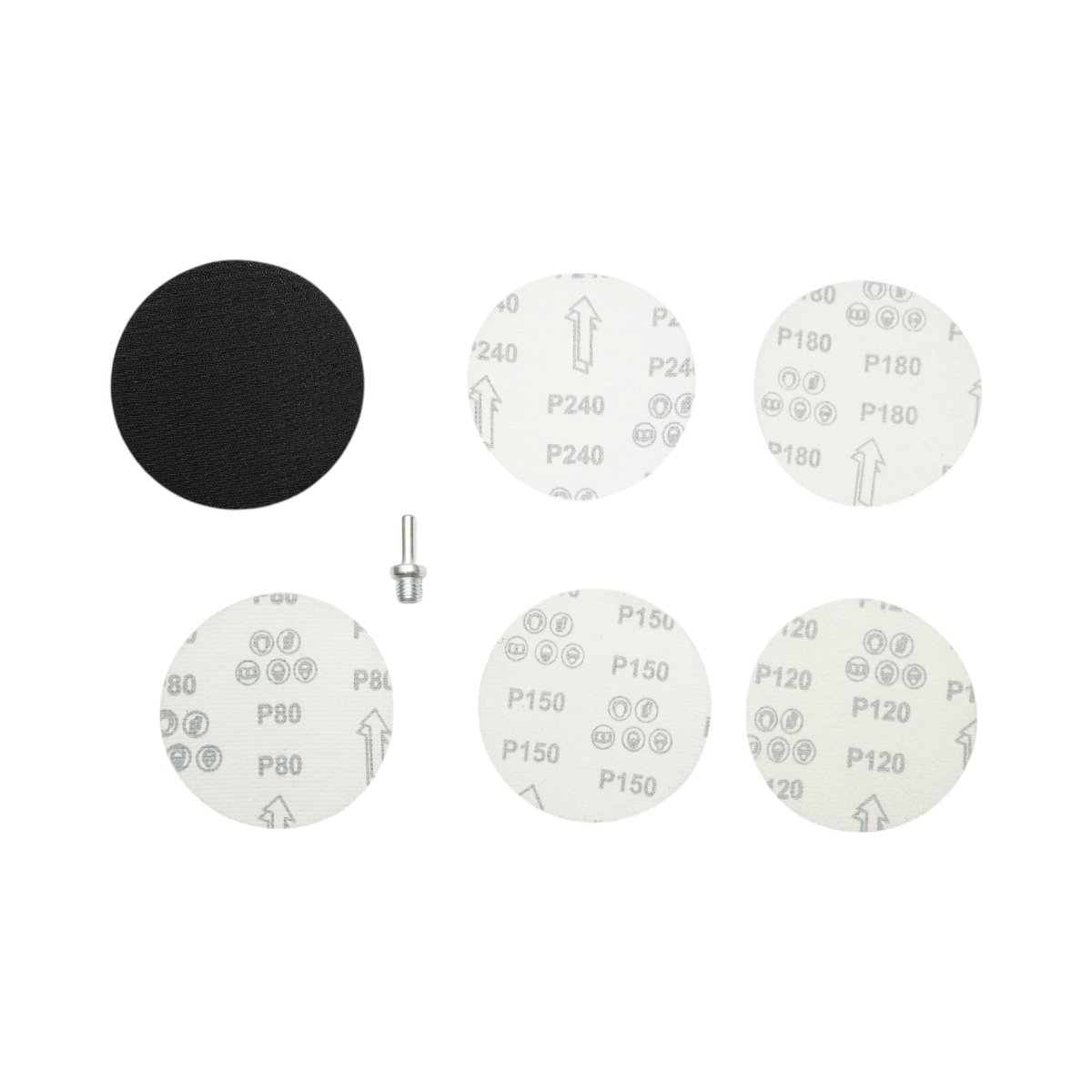 Set suport disc slefuire 125mm Velcro, 5 discuri abrazive P80-P240, adaptor M14 pentru polizor unghiular si bormasina Breckner Germany - imagine 6