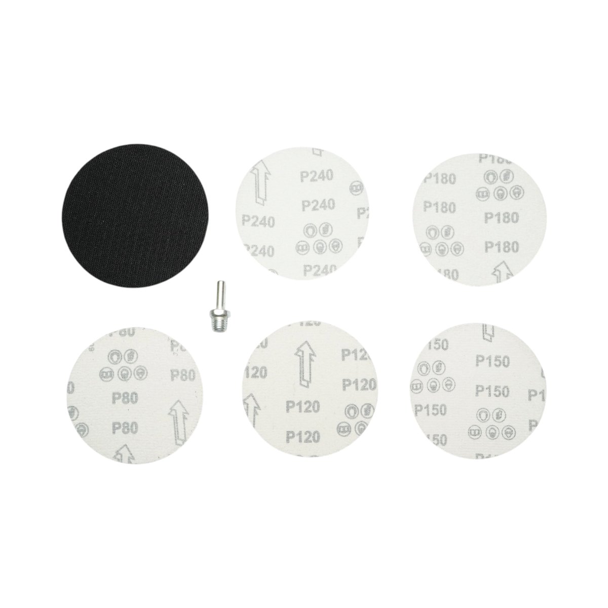 Set suport disc slefuire 125mm Velcro, 5 discuri abrazive P80-P240, adaptor M14 pentru polizor unghiular si bormasina Breckner Germany - imagine 6