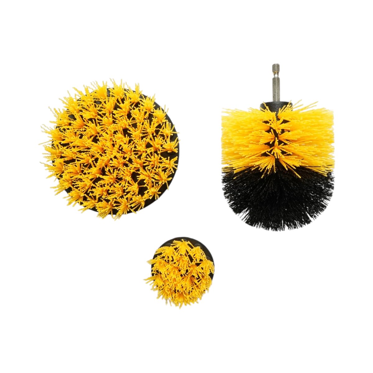 Set 3 perii rotative pentru curatare cu bormasina 50mm, 90mm, 100mm, prindere 1/4 inch Breckner Germany - imagine 2