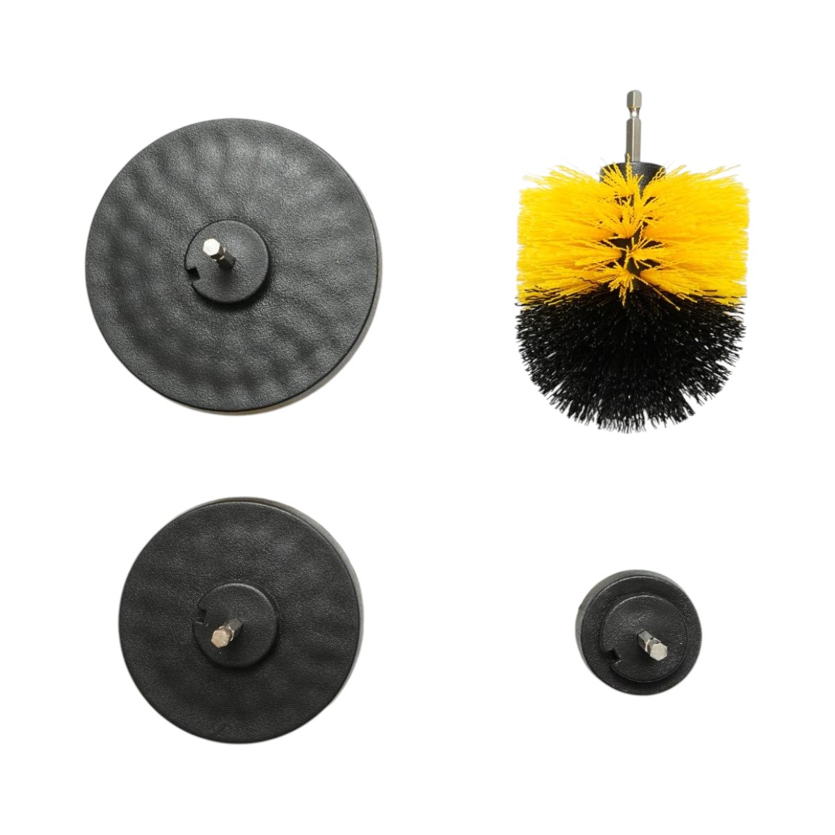 Set 4 perii rotative pentru curatare cu bormasina 50mm, 90mm, 100mm, 125mm, prindere 1/4 inch Breckner Germany - imagine 3