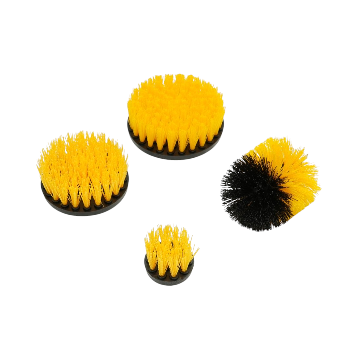 Set 4 perii rotative pentru curatare cu bormasina 50mm, 90mm, 100mm, 125mm, prindere 1/4 inch Breckner Germany