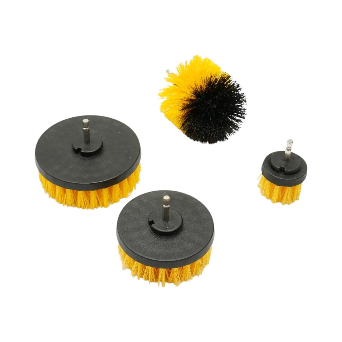 Set 4 perii rotative pentru curatare cu bormasina 50mm, 90mm, 100mm, 125mm, prindere 1/4 inch Breckner Germany - imagine 5