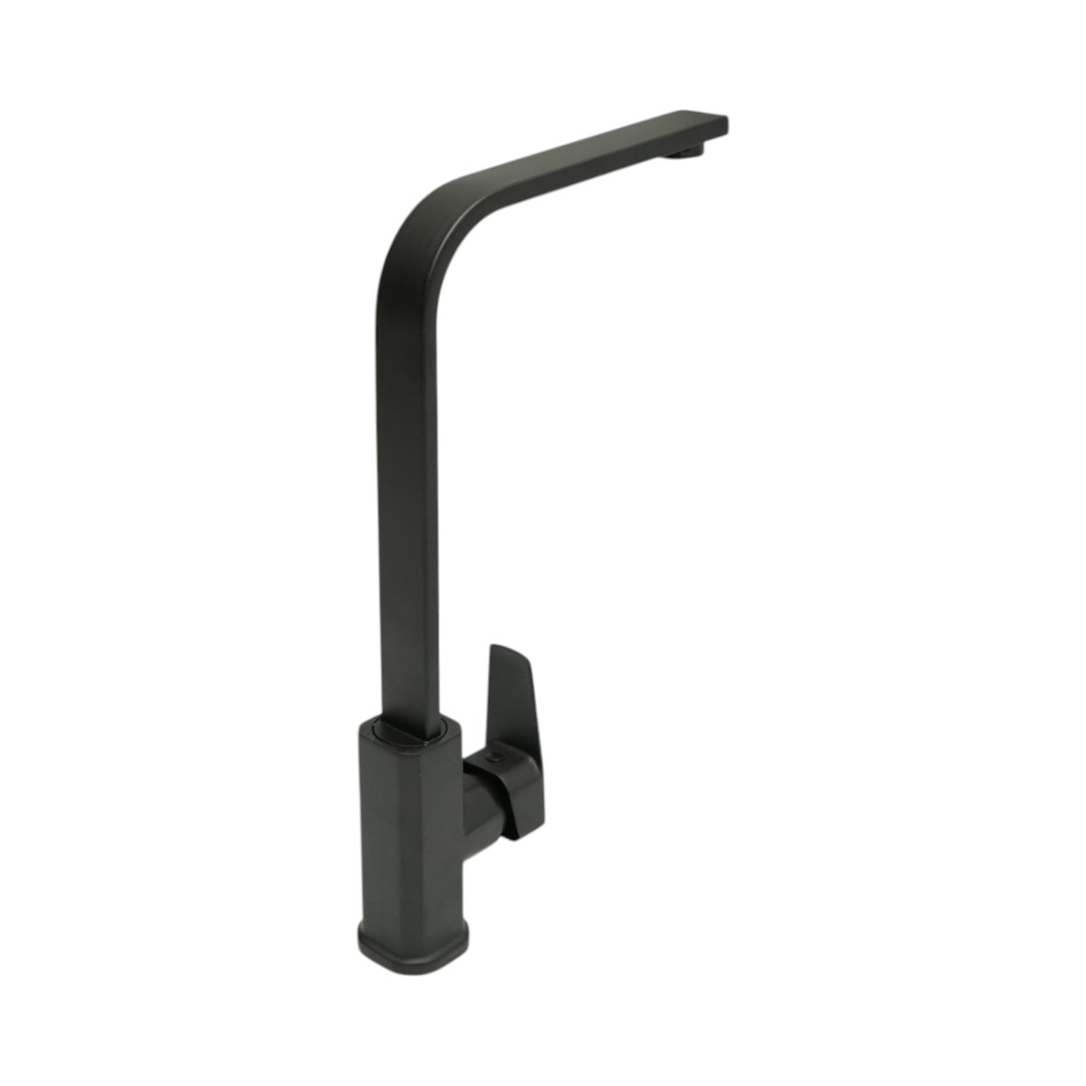 Baterie chiuveta bucatarie negru mat cu pipa inalta patrata, monocomanda, aliaj zinc, furtunuri incluse - imagine 6