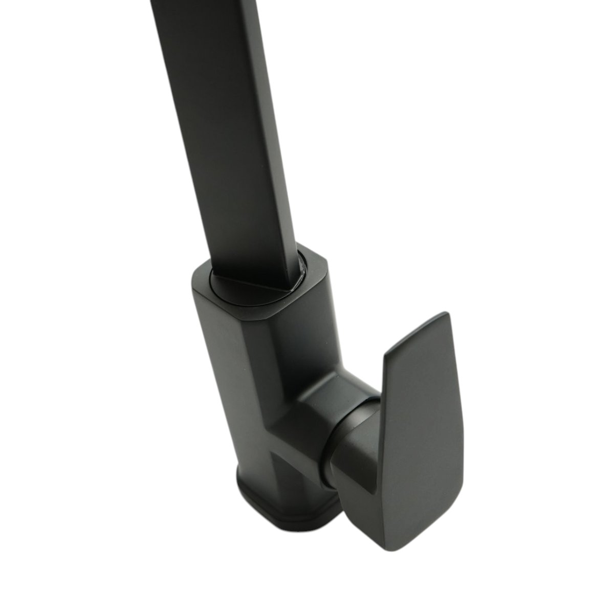 Baterie chiuveta bucatarie negru mat cu pipa inalta patrata, monocomanda, aliaj zinc, furtunuri incluse - imagine 10