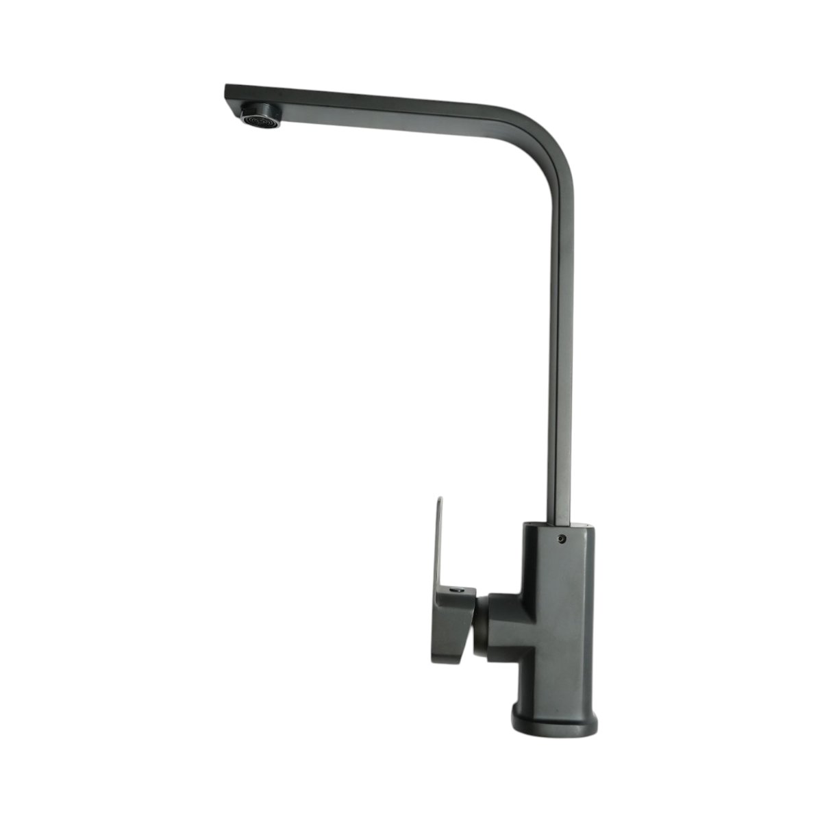 Baterie chiuveta bucatarie negru mat cu pipa inalta patrata, monocomanda, aliaj zinc, furtunuri incluse - imagine 3
