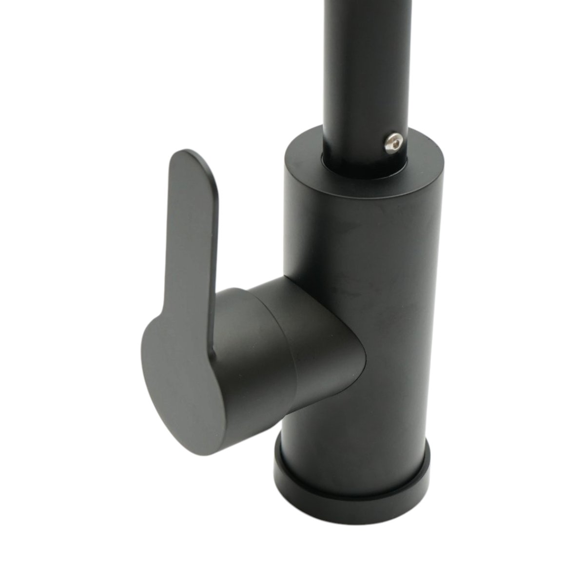 Baterie chiuveta bucatarie negru mat cu pipa rotativa tip U, monocomanda, aliaj zinc, furtunuri incluse - imagine 12