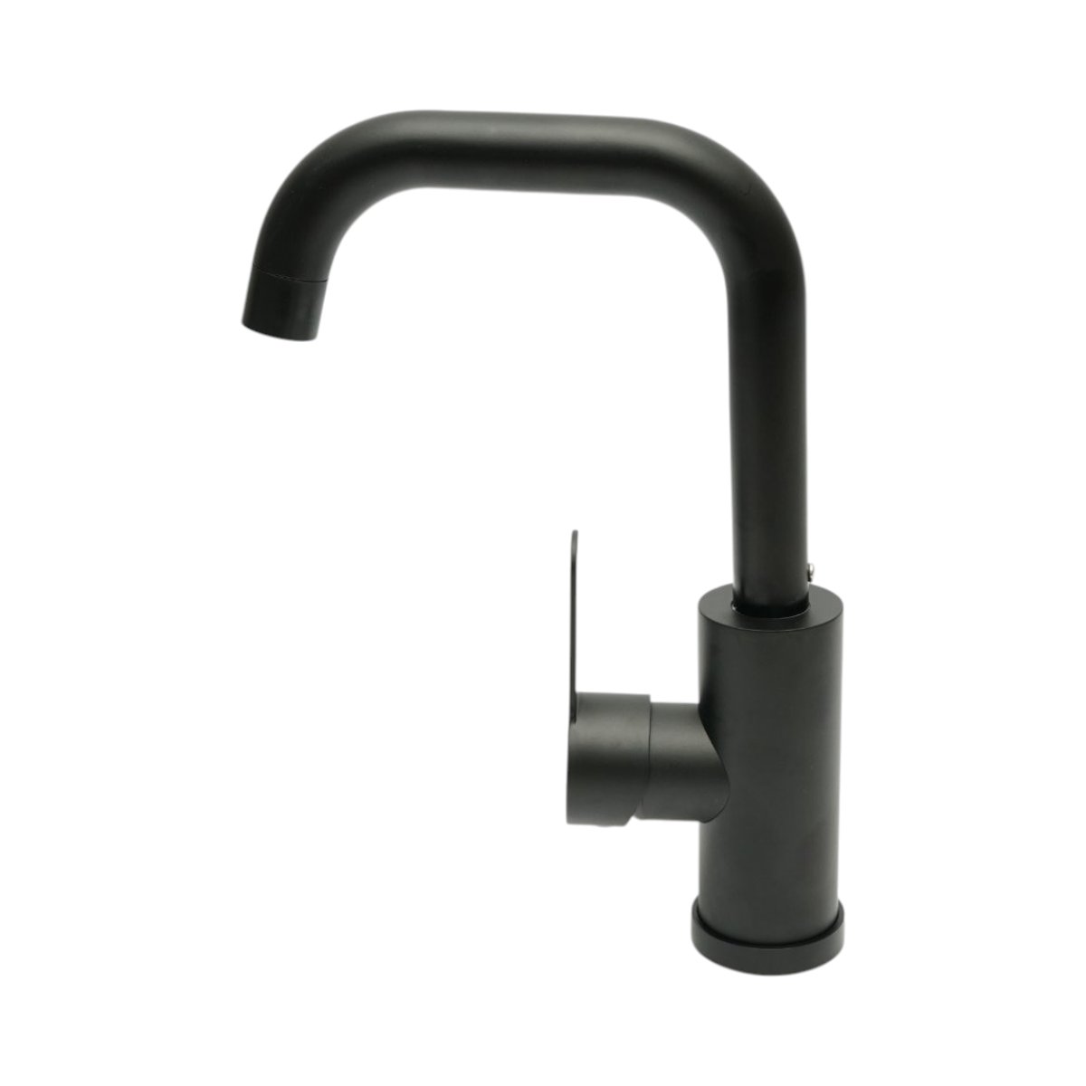Baterie chiuveta bucatarie negru mat cu pipa rotativa tip U, monocomanda, aliaj zinc, furtunuri incluse - imagine 3