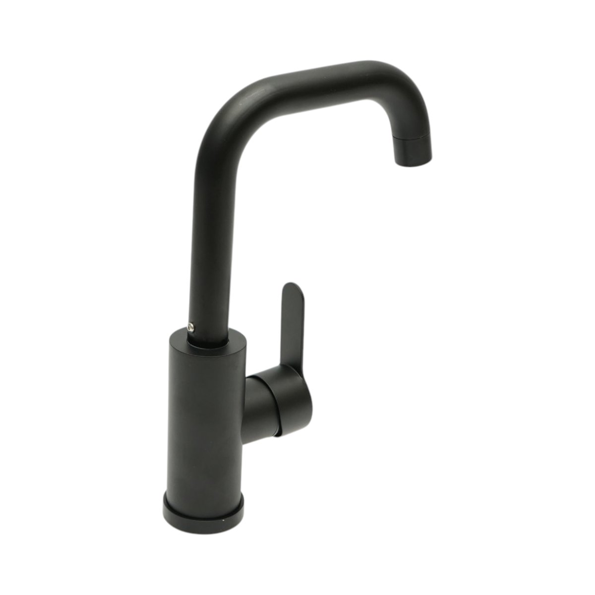 Baterie chiuveta bucatarie negru mat cu pipa rotativa tip U, monocomanda, aliaj zinc, furtunuri incluse - imagine 6