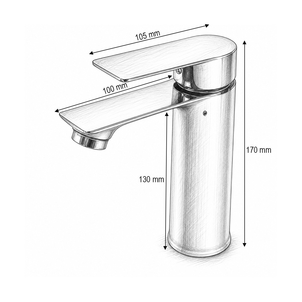 Baterie lavoar baie inalta rotunda, monocomanda, crom lucios, aliaj zinc, furtunuri incluse - imagine 4