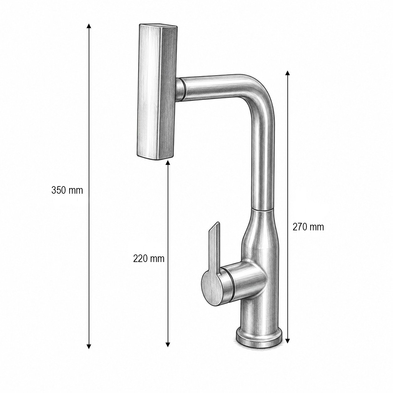 Baterie chiuveta bucatarie tip cascada, 4 functii de curgere, pipa rotativa 360 grade, monocomanda, crom lucios, aliaj zinc, furtunuri incluse - imagine 4
