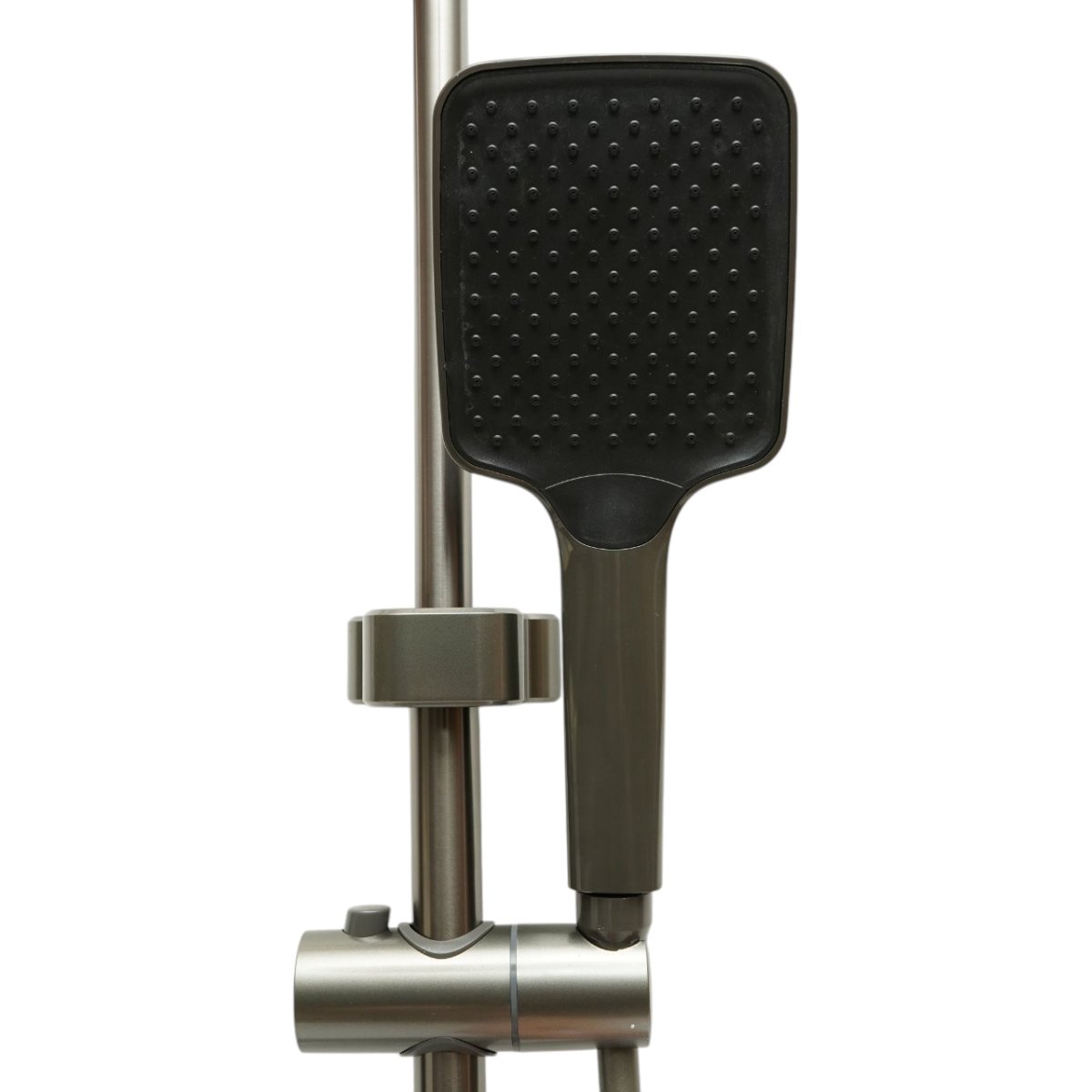 Set dus multifunctional cu termostat, afisaj digital temperatura, 4 functii de curgere a apei, pipa cada, dus dreptunghiular tip ploaie, para de dus, dus bideu, grafit mat, aluminiu - imagine 8