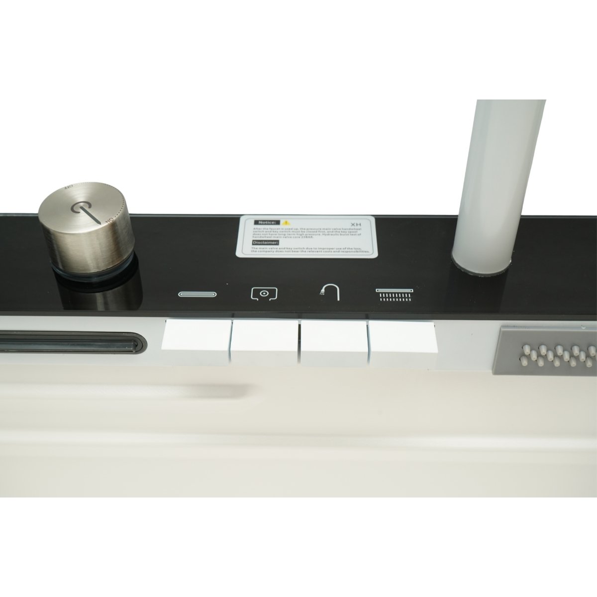 Chiuveta bucatarie multifunctionala din otel inoxidabil alb mat PVD cu doua baterii, afisaj digital temperatura, doua cascade, dozator detergent, spalator pahare, scurgator, tava, tocator si accesorii incluse 75x46x22cm - imagine 11