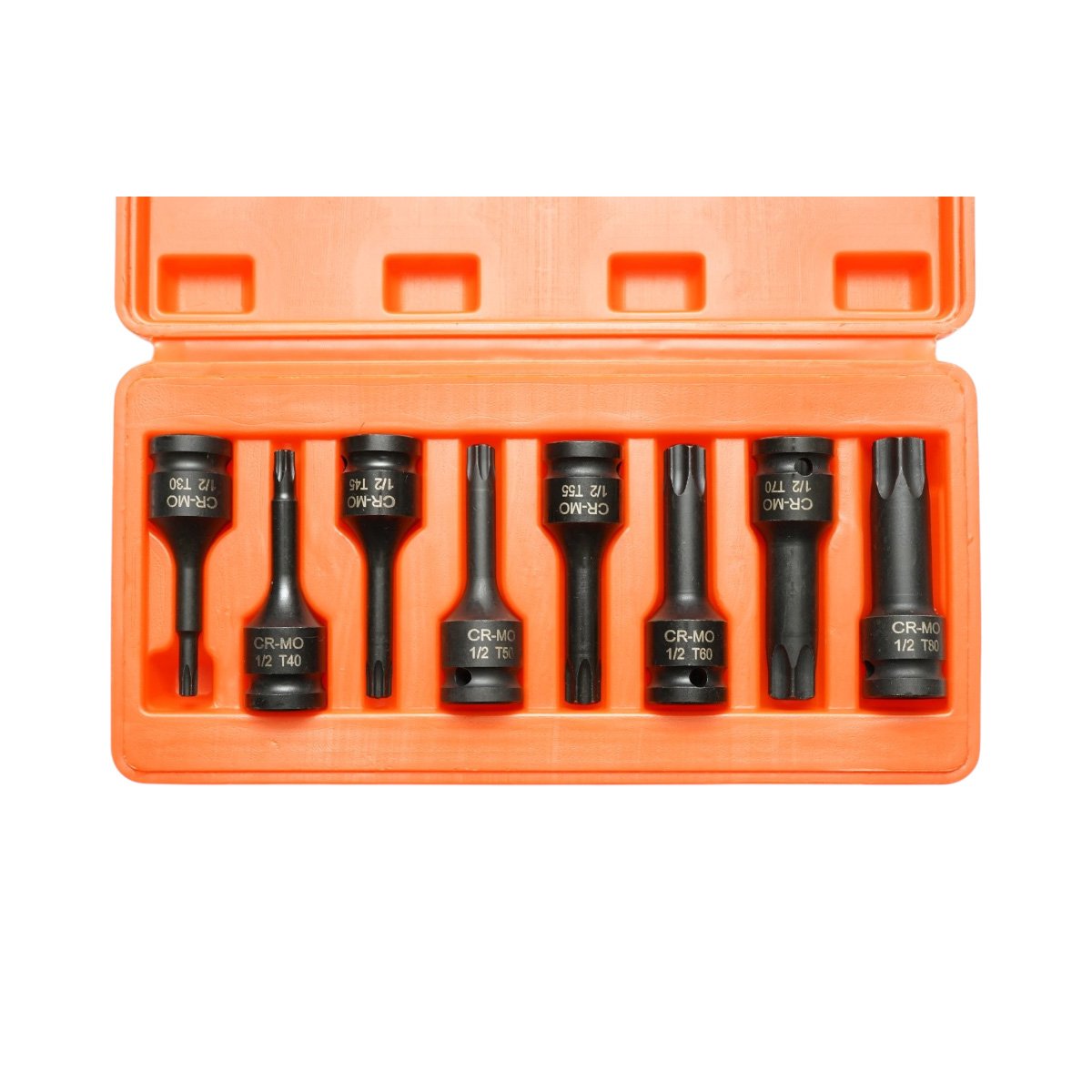 Trusa chei tubulare biti torx T30-T80, patrat 1/2 inch Cr-Mo 8 piese Breckner Germany - imagine 3