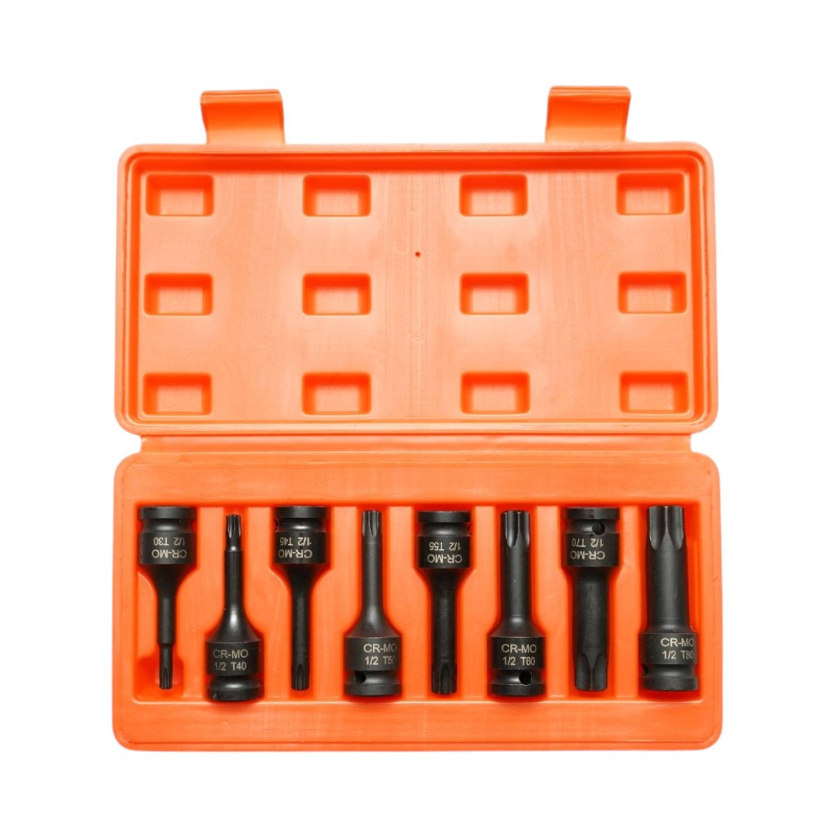 Trusa chei tubulare biti torx T30-T80, patrat 1/2 inch Cr-Mo 8 piese Breckner Germany - imagine 2