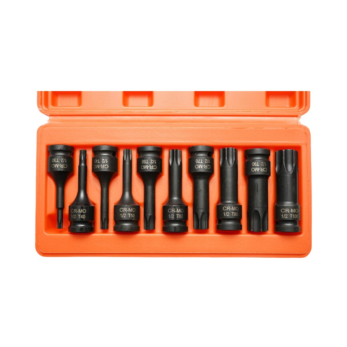 Trusa chei tubulare biti torx lungi T30-T100, patrat 1/2 inch Cr-Mo 10 piese Breckner Germany - imagine 3