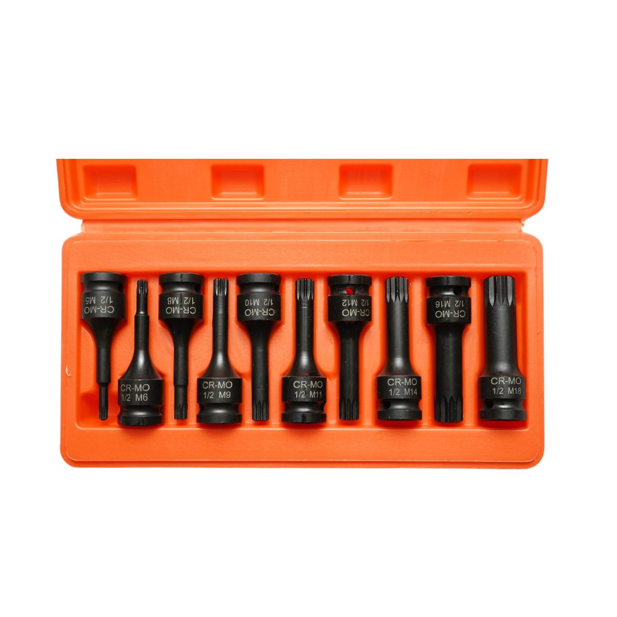 Trusa chei tubulare biti spline XZN M5-M18, patrat 1/2 inch Cr-Mo 10 piese Breckner Germany - imagine 3