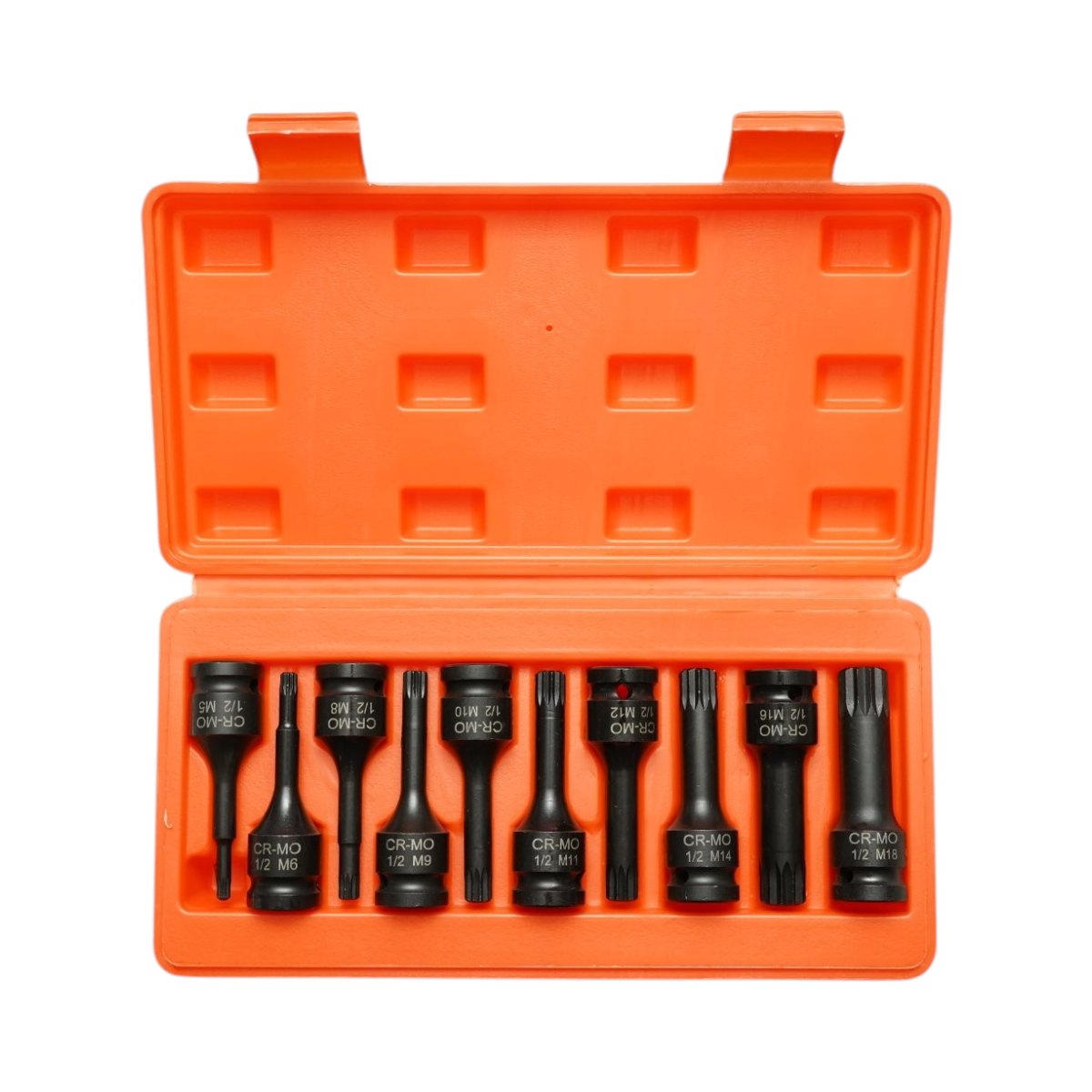 Trusa chei tubulare biti spline XZN M5-M18, patrat 1/2 inch Cr-Mo 10 piese Breckner Germany - imagine 2