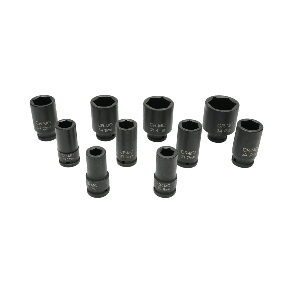 Trusa chei tubulare de impact lungi 17-46mm, patrat 3/4 inch Cr-Mo 10 piese Breckner Germany - imagine 2