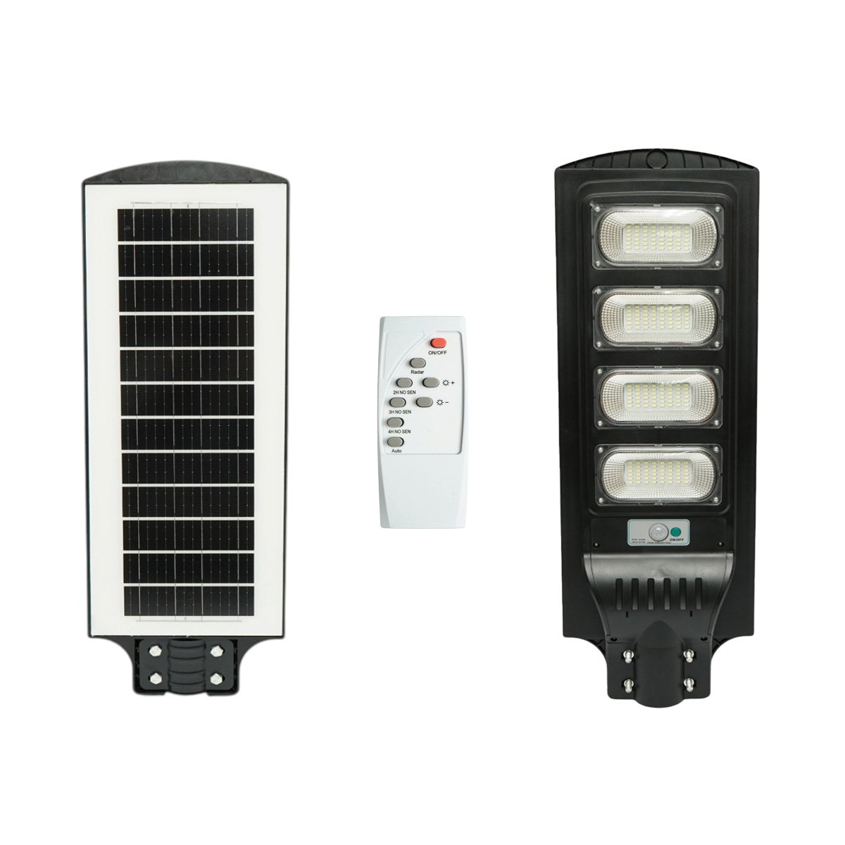 Lampa solara LED iluminat stradal 300W cu panou solar 18W, baterie LiFePO4 16000mAh, senzor miscare, telecomanda, prindere stalp IP65 Breckner Germany