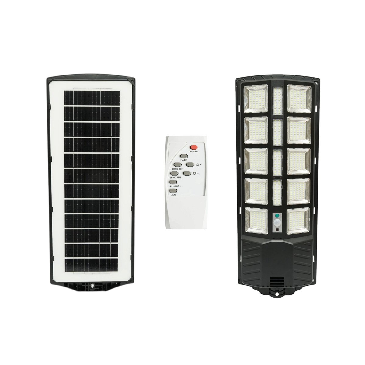 Lampa solara LED iluminat stradal 300W cu panou solar 15W, baterie LiFePO4 12000mAh, senzor miscare, telecomanda, prindere stalp IP67 Breckner Germany