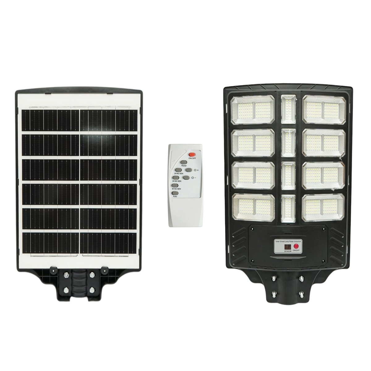Lampa solara LED iluminat stradal 500W cu panou solar 15W, baterie LiFePO4 15000mAh, senzor miscare, telecomanda, prindere stalp IP66 Breckner Germany