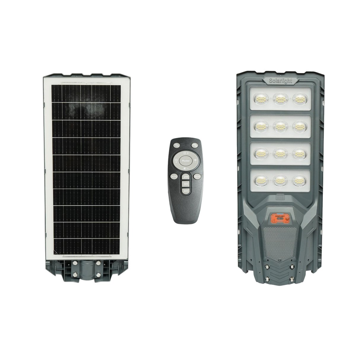 Lampa solara LED iluminat stradal 500W cu panou solar 25W, baterie LiFePO4 20000mAh, senzor miscare, telecomanda, prindere stalp IP65 Breckner Germany