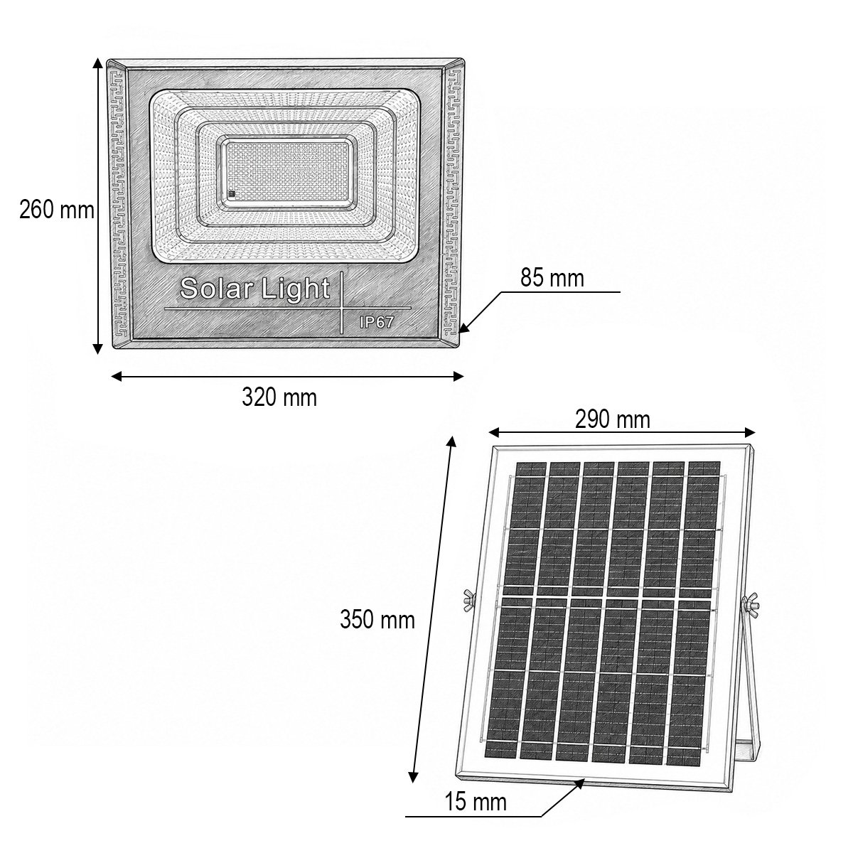Proiector LED 200W, 6500K cu panou solar 12W, baterie LiFePO4 8000mAh si telecomanda IP67 Breckner Germany - imagine 4