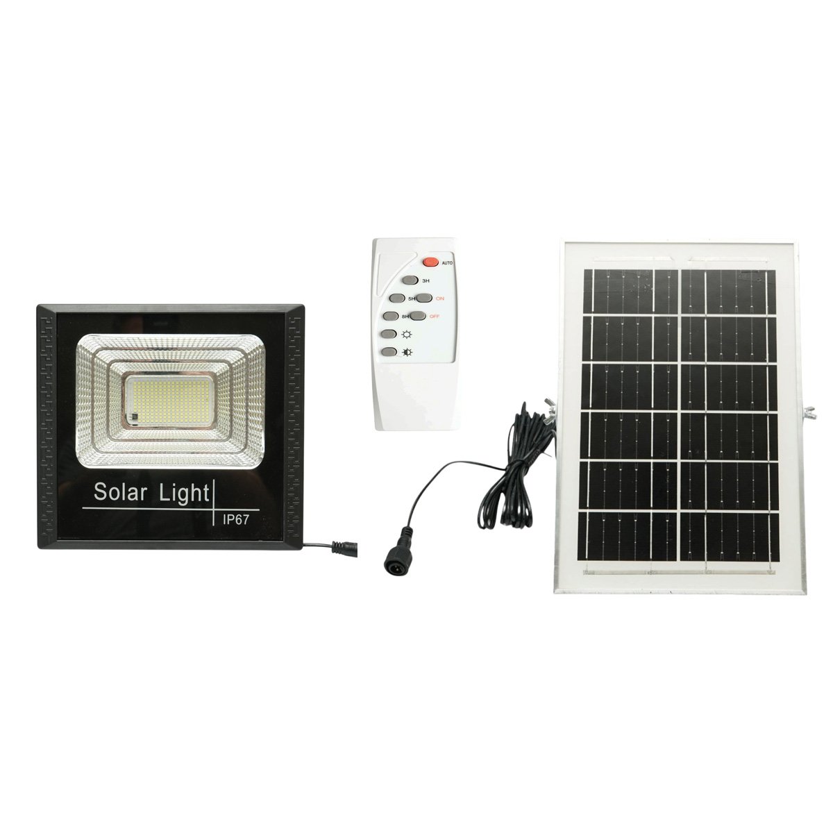 Proiector LED 60W, 6500K cu panou solar 6W, baterie LiFePO4 5000mAh si telecomanda IP67 Breckner Germany