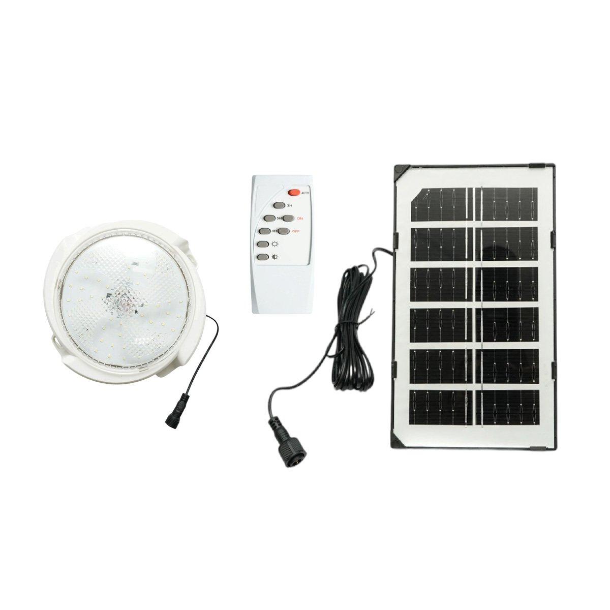Plafoniera solara LED 50W, 6500K cu panou solar 3W, baterie LiFePO4 1800mAh, senzor miscare si telecomanda IP65 Breckner Germany