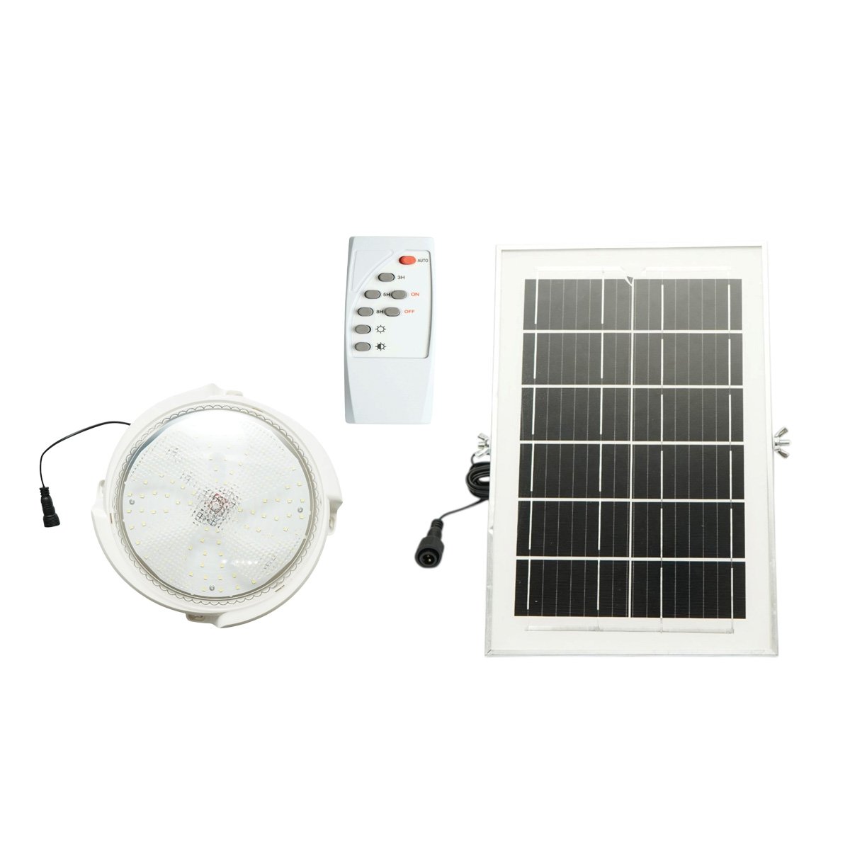Plafoniera solara LED 150W, 6500K cu panou solar 6W, baterie LiFePO4 3600mAh, senzor miscare si telecomanda IP65 Breckner Germany