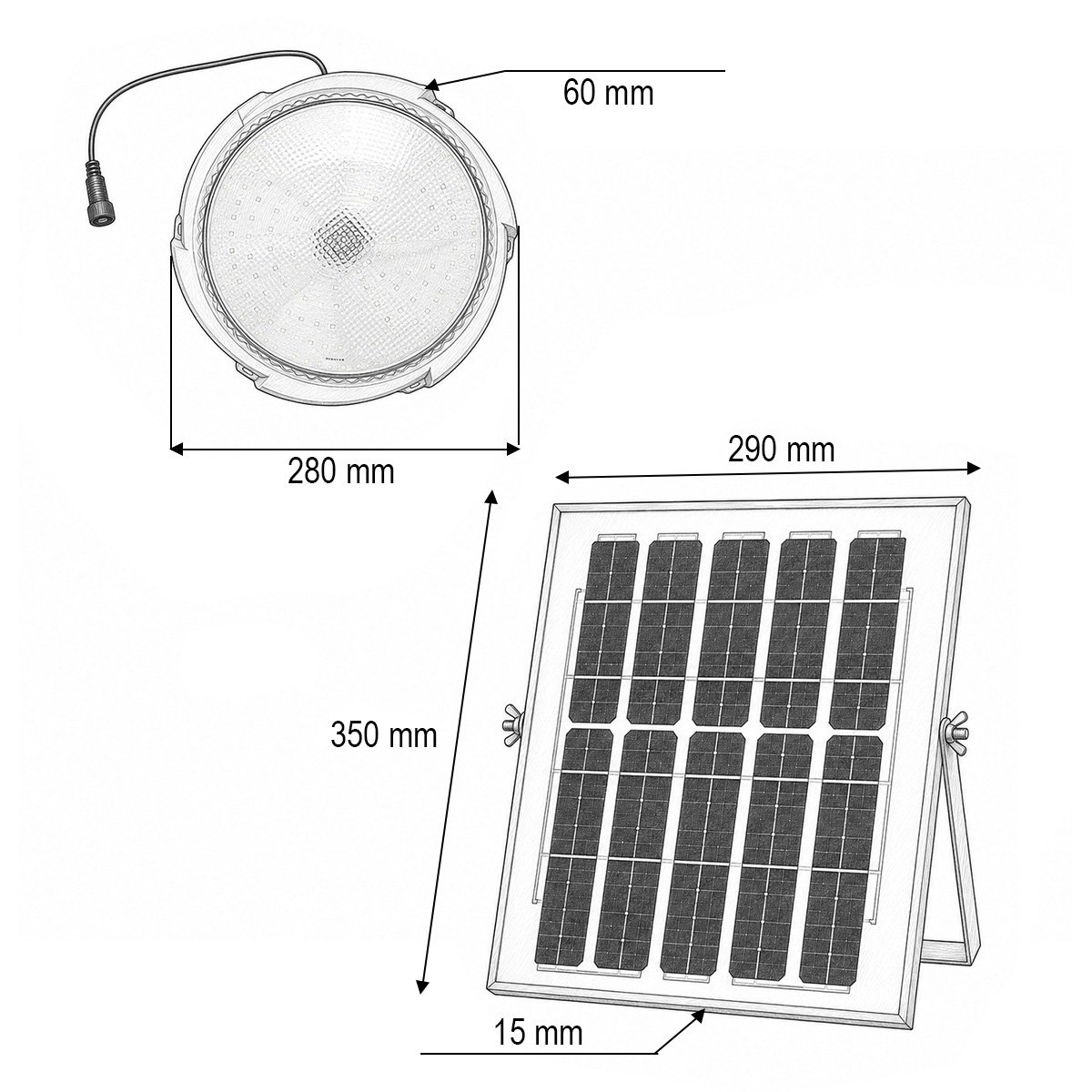 Plafoniera solara LED 200W, 6500K cu panou solar 12W, baterie LiFePO4 5400mAh, senzor miscare si telecomanda IP65 Breckner Germany - imagine 4