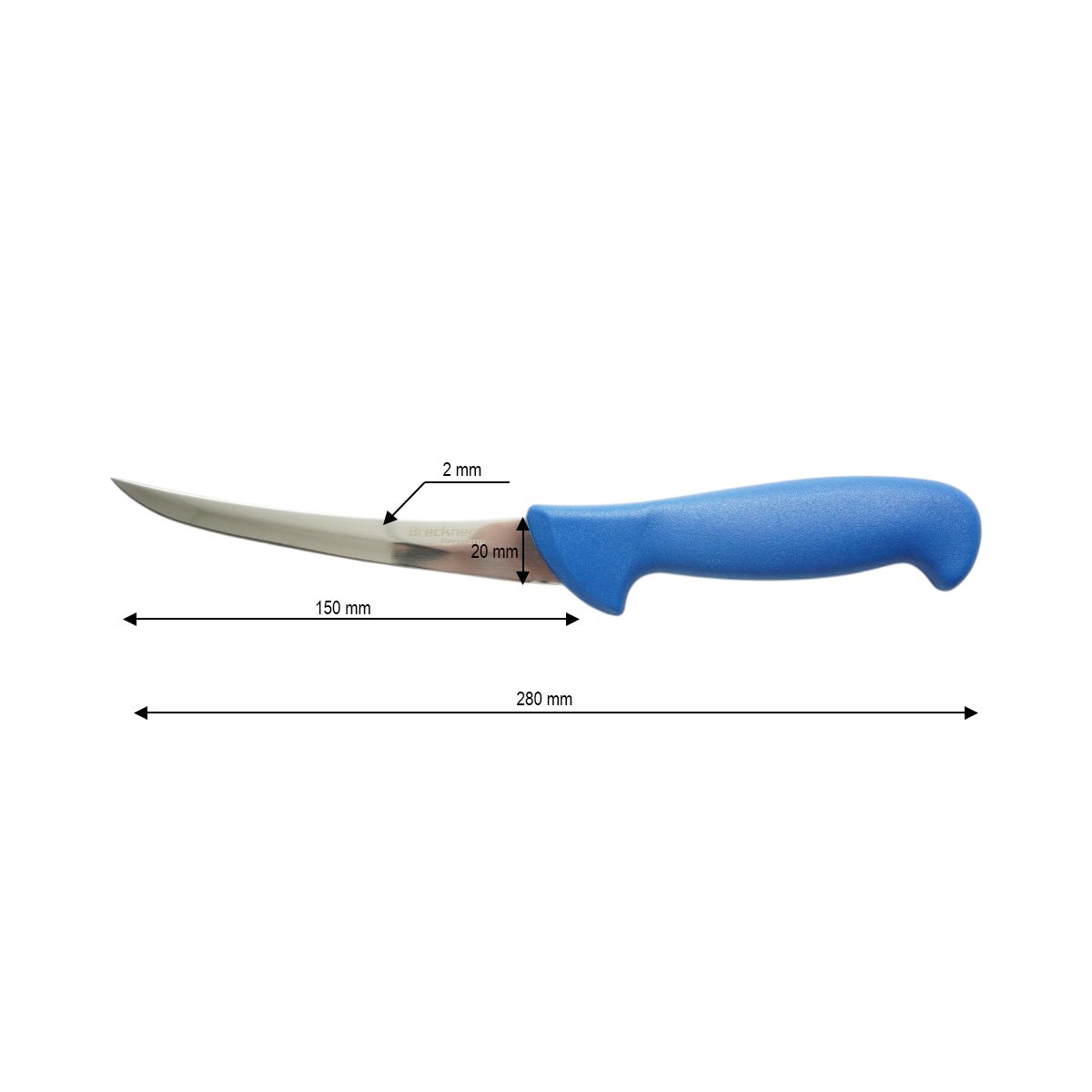 Cutit dezosat curbat profesional 15cm, lama otel 5Cr15MoV, maner Nylon albastru Breckner Germany - imagine 4