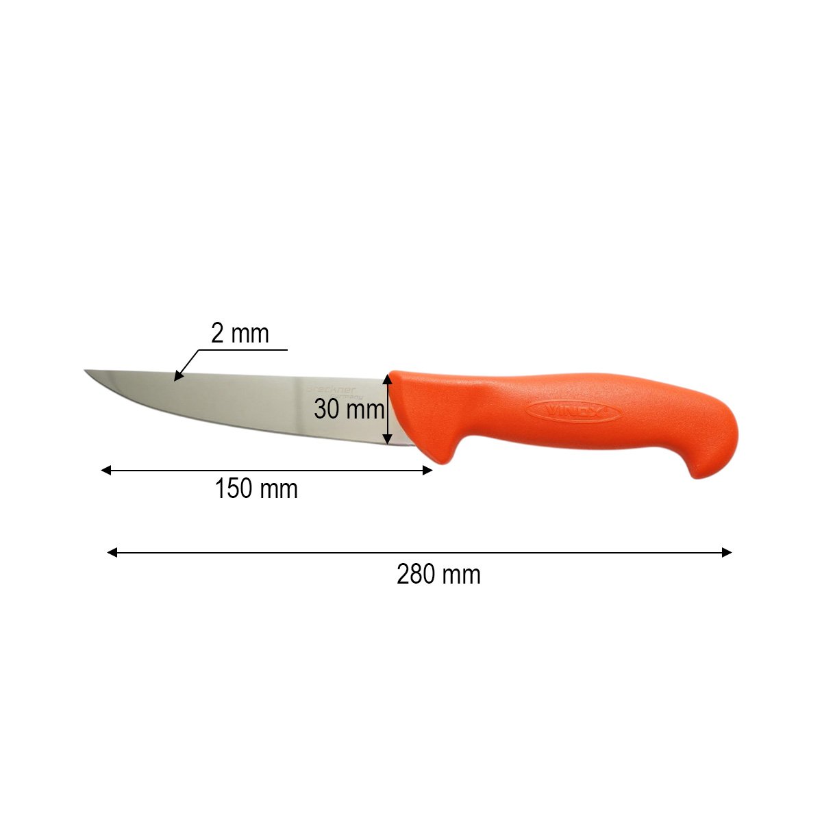 Cutit de transat si injunghiat profesional 15cm, lama otel 5Cr15MoV, maner Nylon rosu-portocaliu Breckner Germany - imagine 4