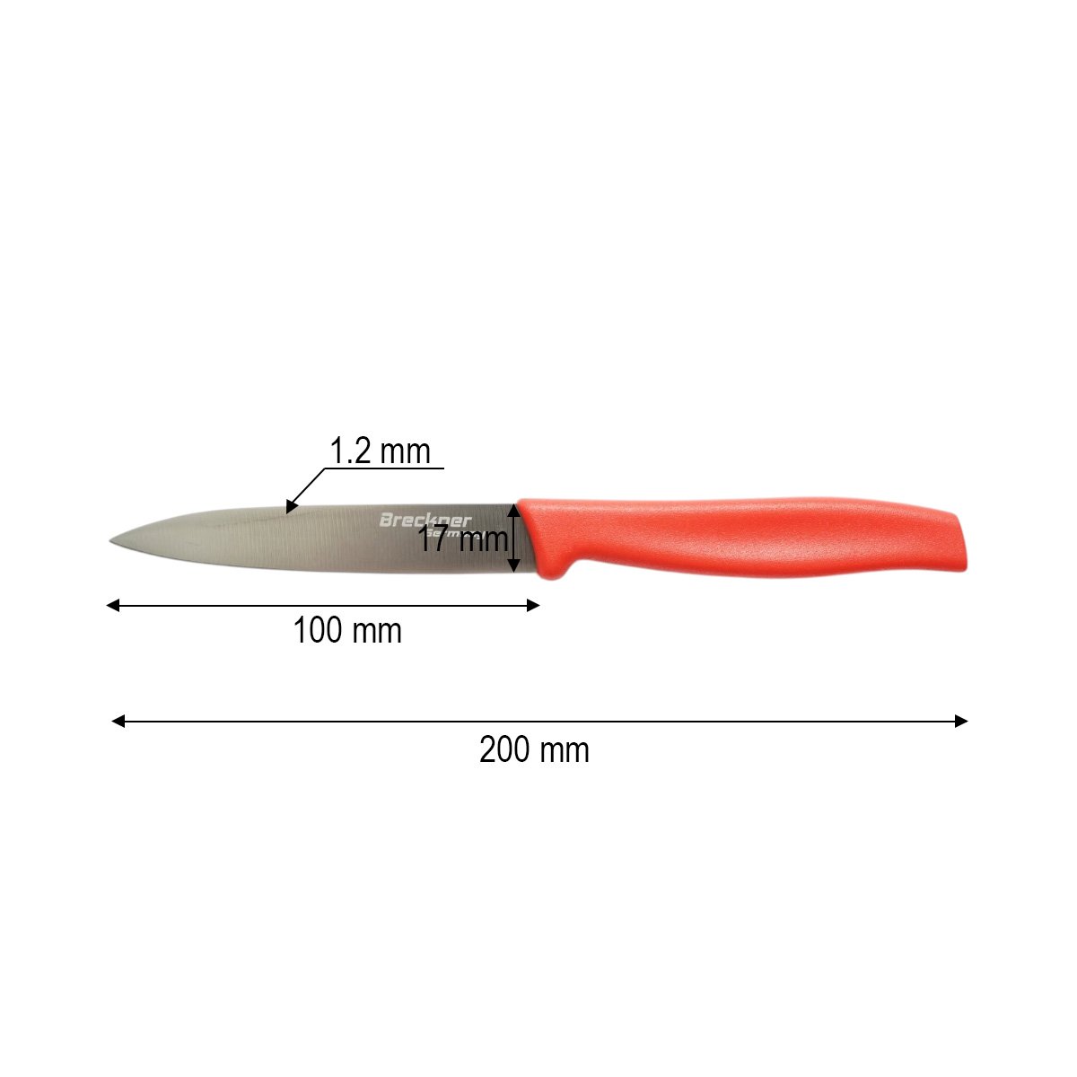 Cutit decojit 10cm, lama otel 5Cr15MoV, maner PP rosu Breckner Germany - imagine 4