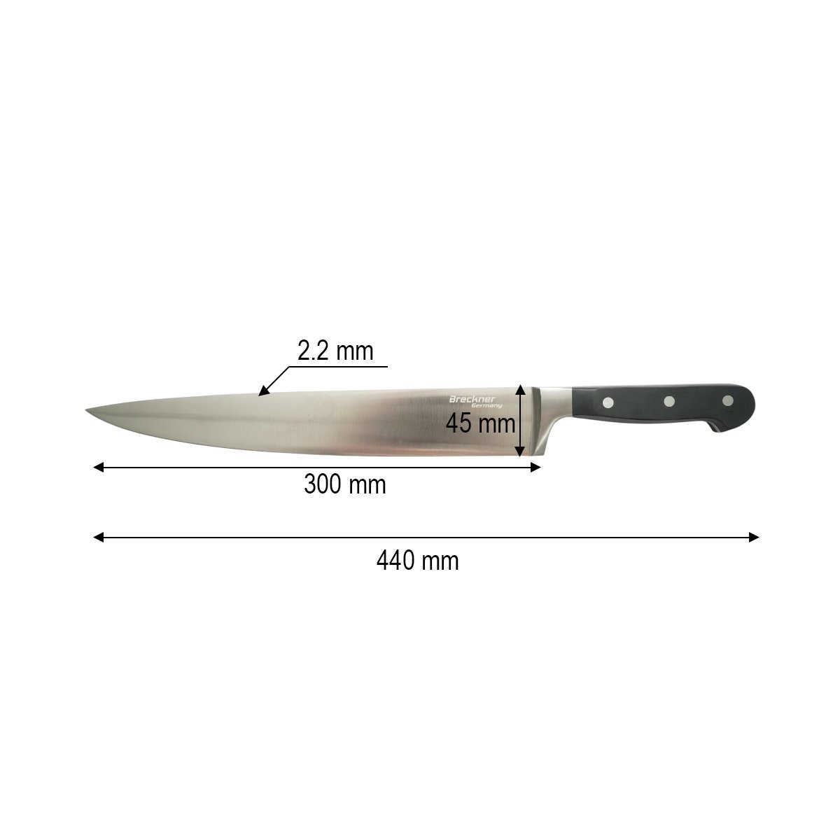 Cutitul bucatarului profesional 30cm, lama otel 5Cr15MoV, maner ABS negru Breckner Germany - imagine 4