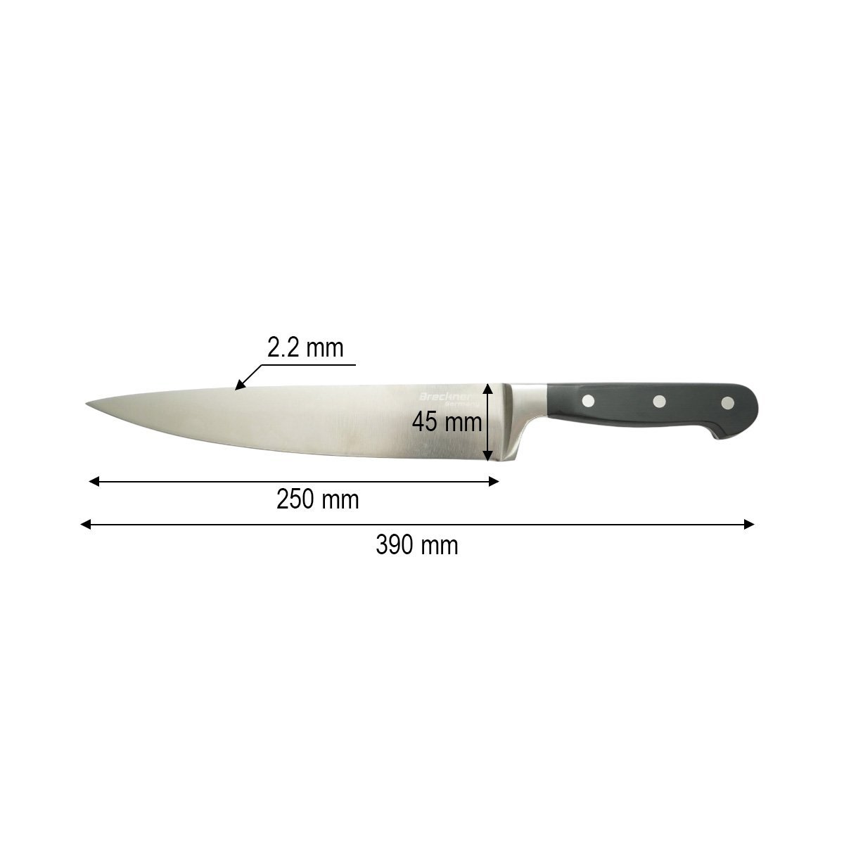 Cutitul bucatarului profesional 25cm, lama otel 5Cr15MoV, maner ABS negru Breckner Germany - imagine 4
