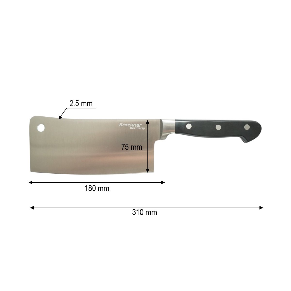Satar profesional 18cm, lama otel 5Cr15MoV, maner ABS negru Breckner Germany - imagine 4
