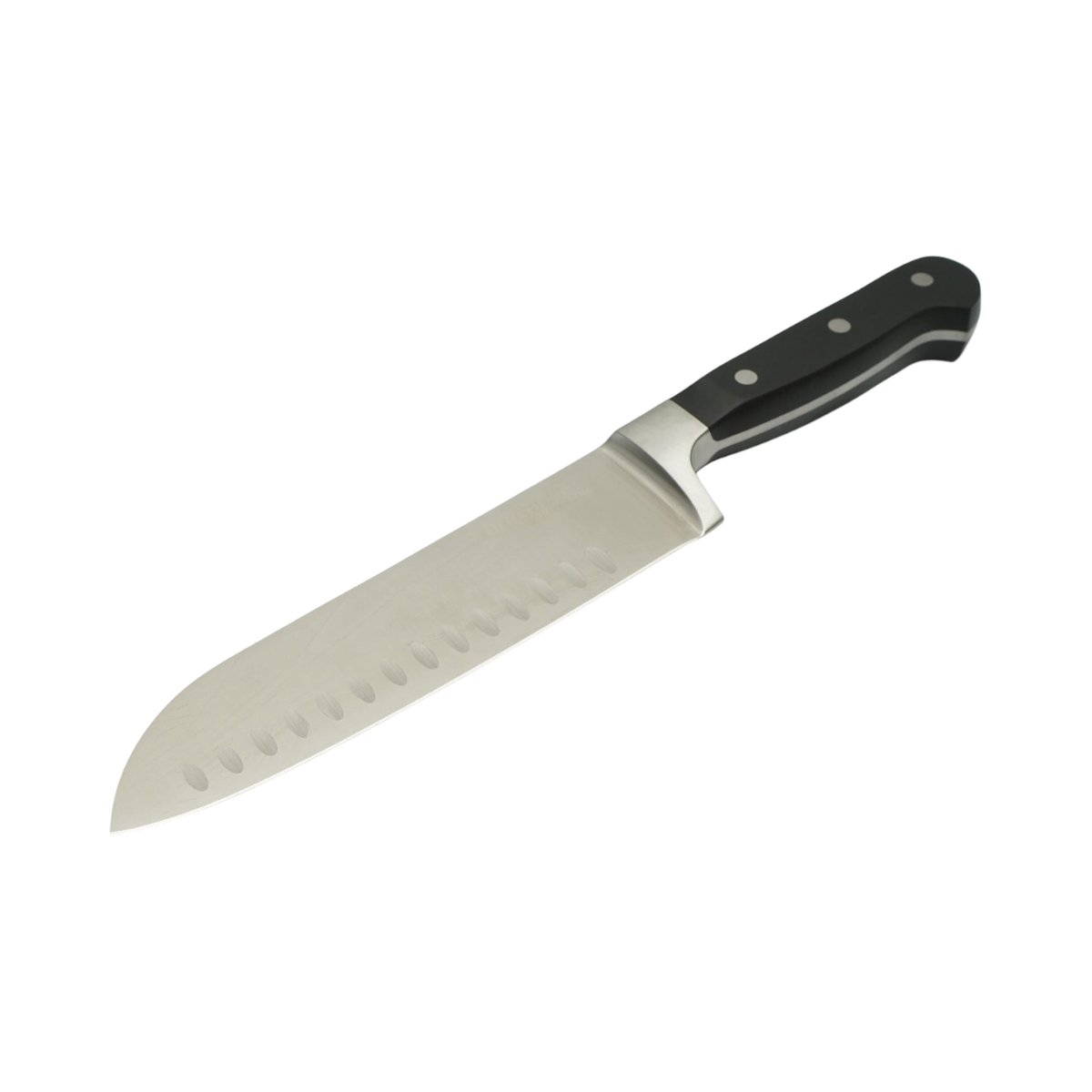 Cutit Santoku profesional 18cm, lama alveolata otel 5Cr15MoV, maner ABS negru Breckner Germany - imagine 2