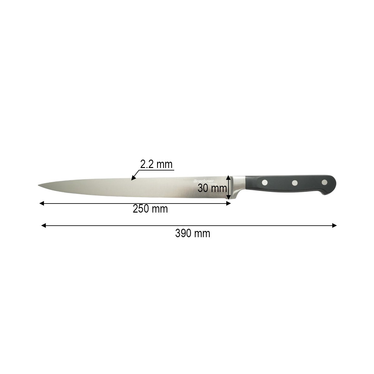 Cutit feliat profesional 25cm, lama otel 5Cr15MoV, maner ABS negru Breckner Germany - imagine 4