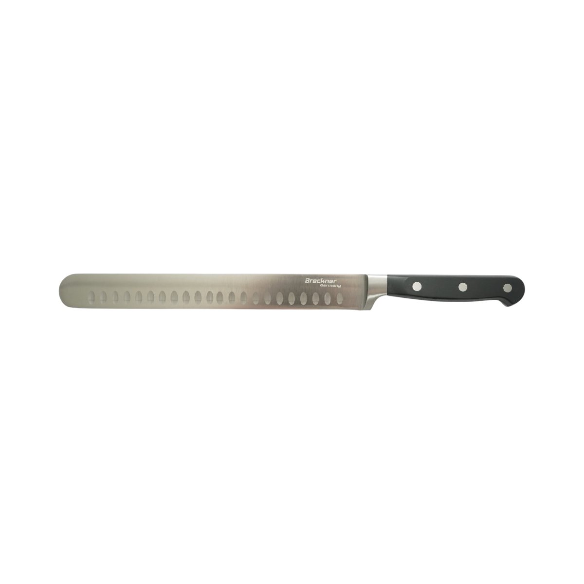 Cutit feliat profesional 25cm, lama alveolata otel 5Cr15MoV, maner ABS negru Breckner Germany