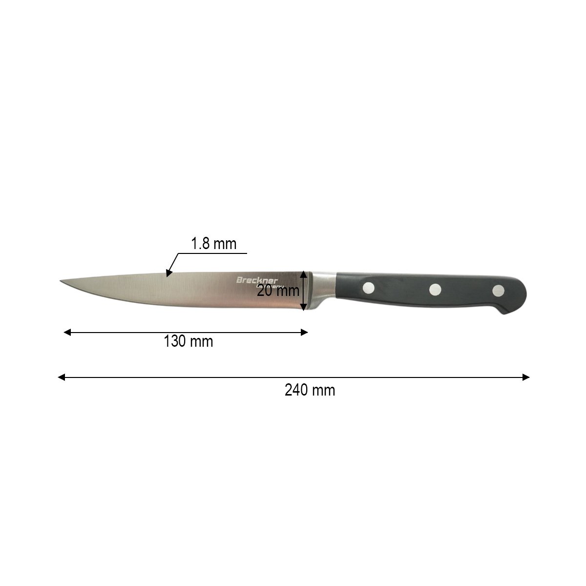 Cutit utilitar profesional 13cm, lama otel 5Cr15MoV, maner ABS negru Breckner Germany - imagine 4