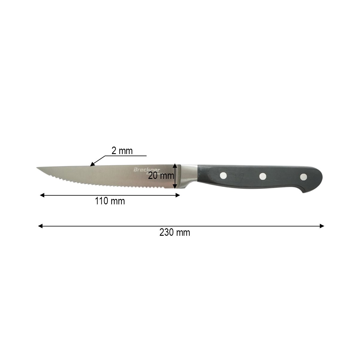 Cutit steak profesional 11cm, lama zimtata otel 5Cr15MoV, maner ABS negru Breckner Germany - imagine 4