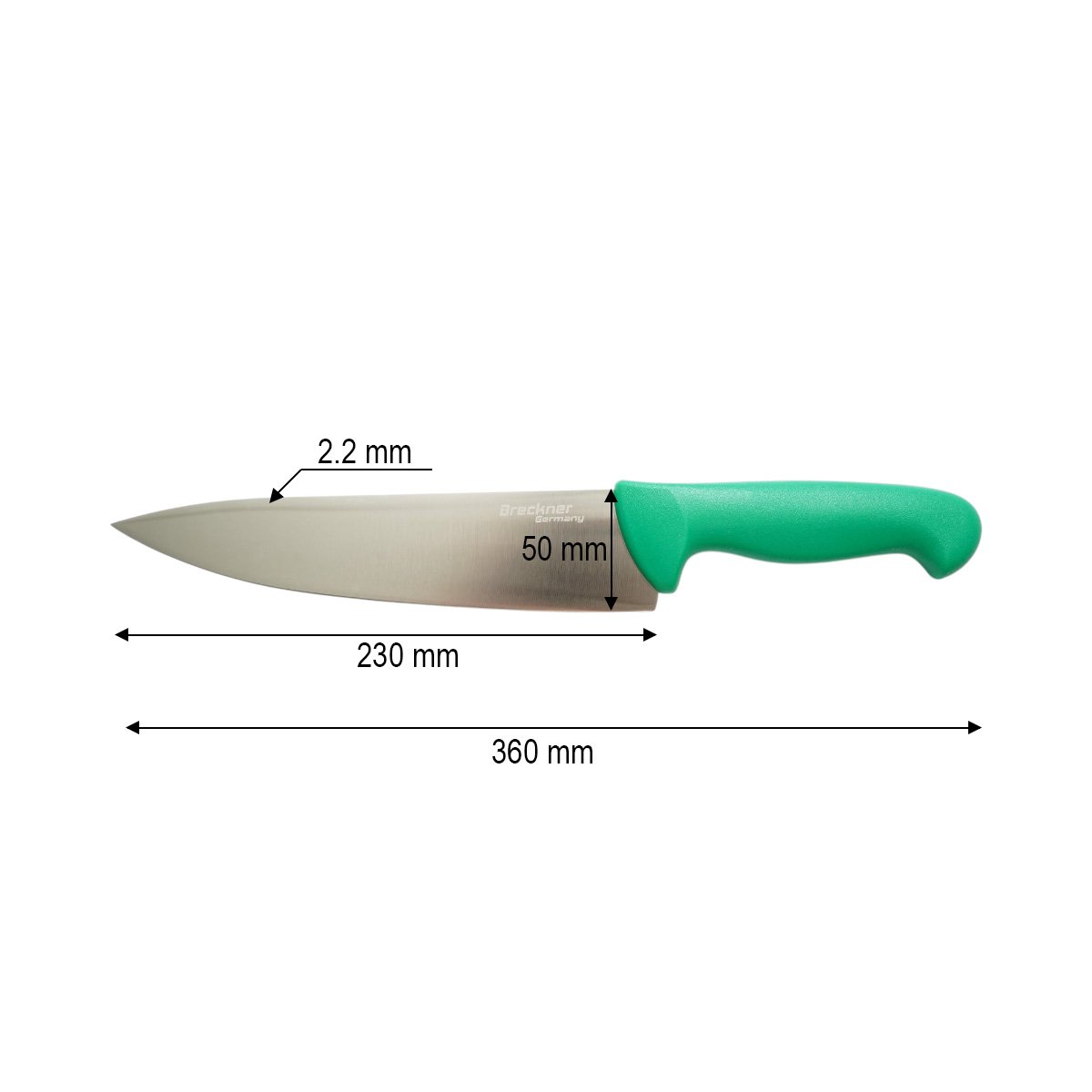 Cutitul bucatarului profesional 23cm, lama otel 5Cr15MoV, maner PP verde Breckner Germany - imagine 4