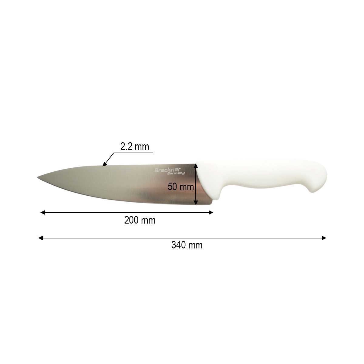 Cutitul bucatarului profesional 20cm, lama otel 5Cr15MoV, maner PP alb Breckner Germany - imagine 4