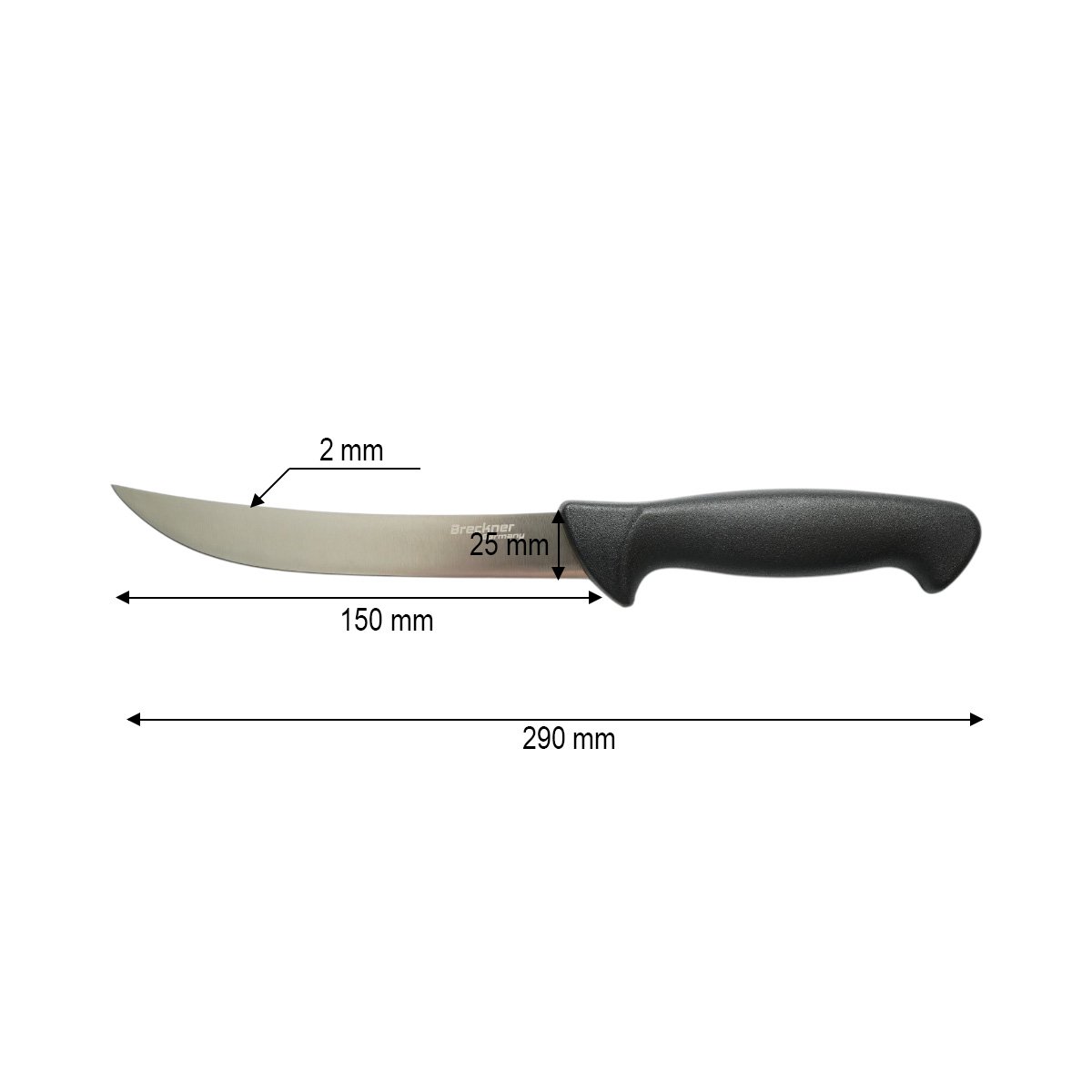 Cutit dezosat curbat profesional 15cm, lama otel 5Cr15MoV, maner PP negru Breckner Germany - imagine 4