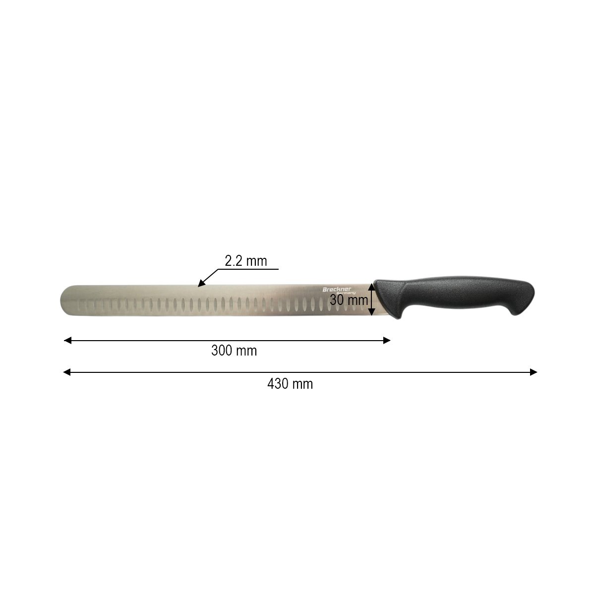 Cutit feliere brisket profesional 30cm, lama alveolata otel 5Cr15MoV, maner PP negru Breckner Germany - imagine 4