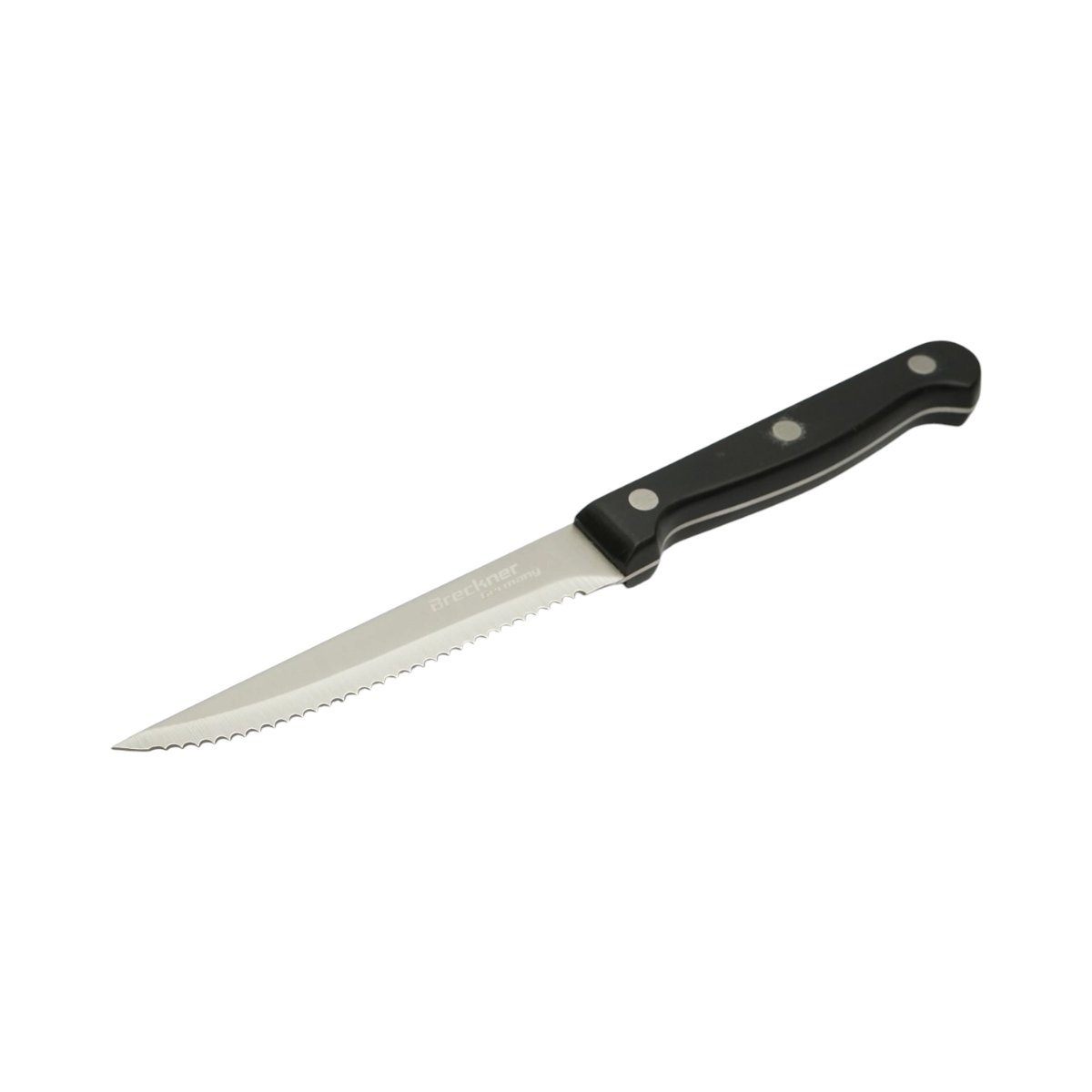 Set 4 cutite steak 11cm, lama zimtata otel 3Cr13, maner bachelita negru Breckner Germany - imagine 5