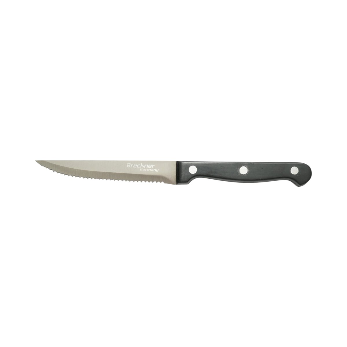 Set 4 cutite steak 11cm, lama zimtata otel 3Cr13, maner bachelita negru Breckner Germany - imagine 3